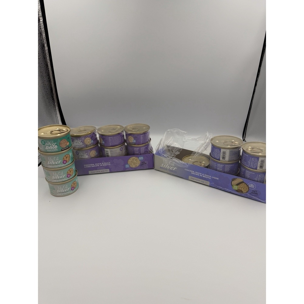 Tiki Cat Silver Pate/Mousse+Shreds Wet Cat Food Mixed 20 Cans Chicken Duck Tuna